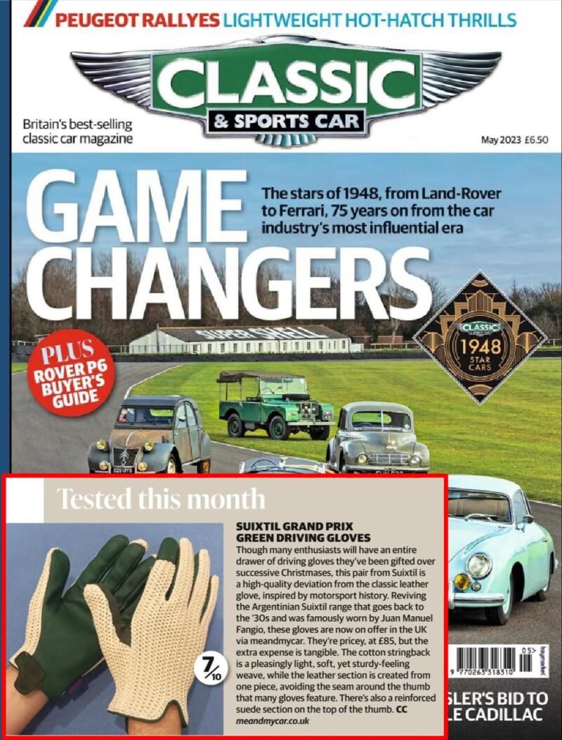 Suixtil Men's British racing green Grand Prix Race Leather & Stringback Cotton Driving Gloves