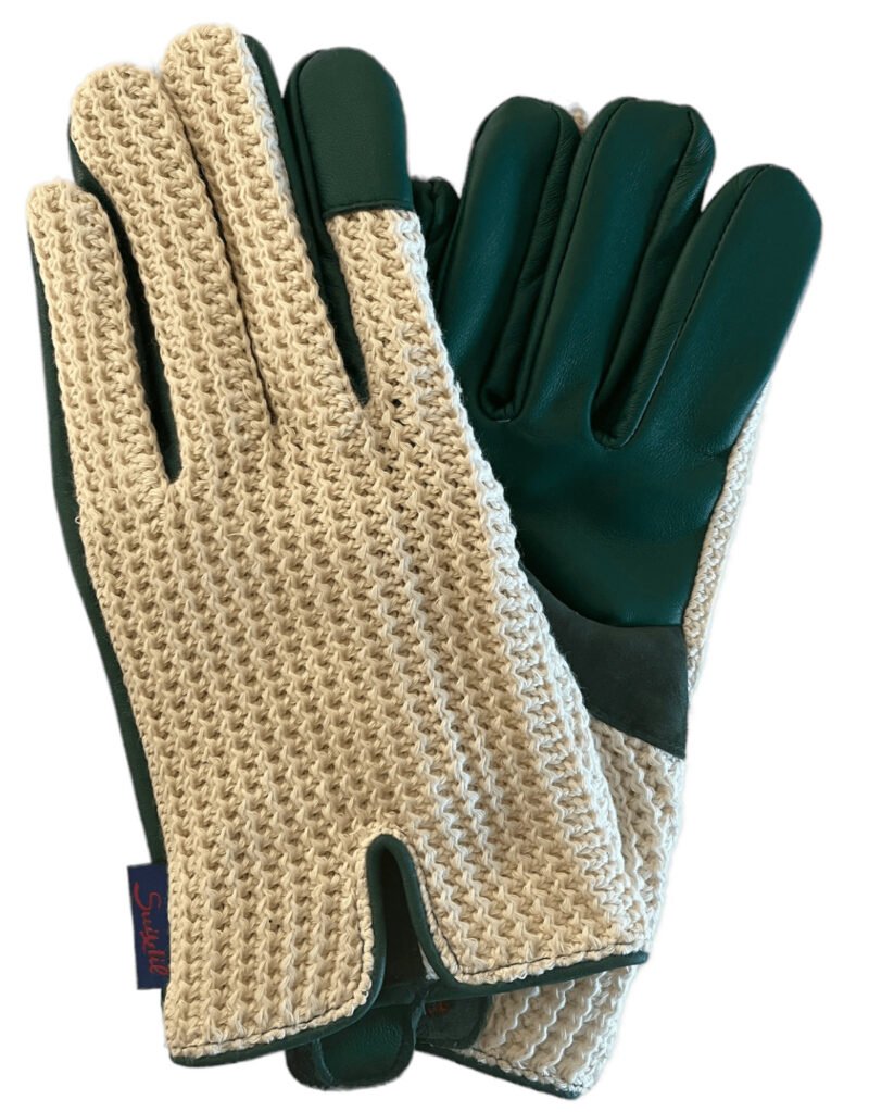 Suixtil Men's British racing green Grand Prix Race Leather & Stringback Cotton Driving Gloves
