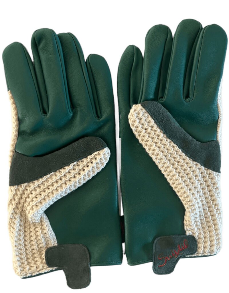 Suixtil Men's British racing green Grand Prix Race Leather & Stringback Cotton Driving Gloves