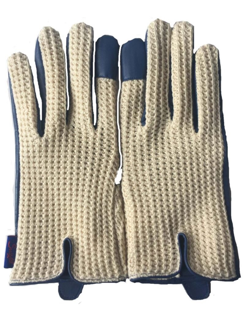 Suixtil Men's French blue Grand Prix Race Leather & Stringback Cotton Driving Gloves