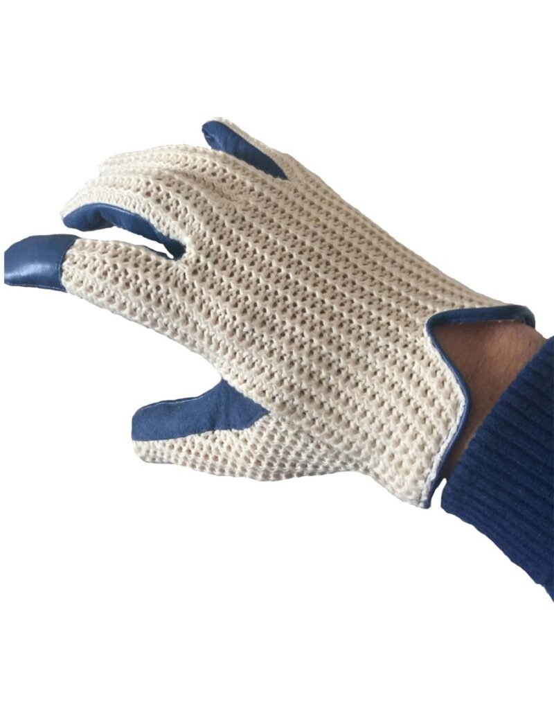 Suixtil Men's French blue Grand Prix Race Leather & Stringback Cotton Driving Gloves