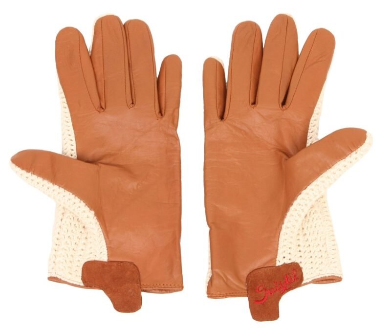 Suixtil Men's Cognac Grand Prix Race Leather & Stringback Cotton Driving Gloves