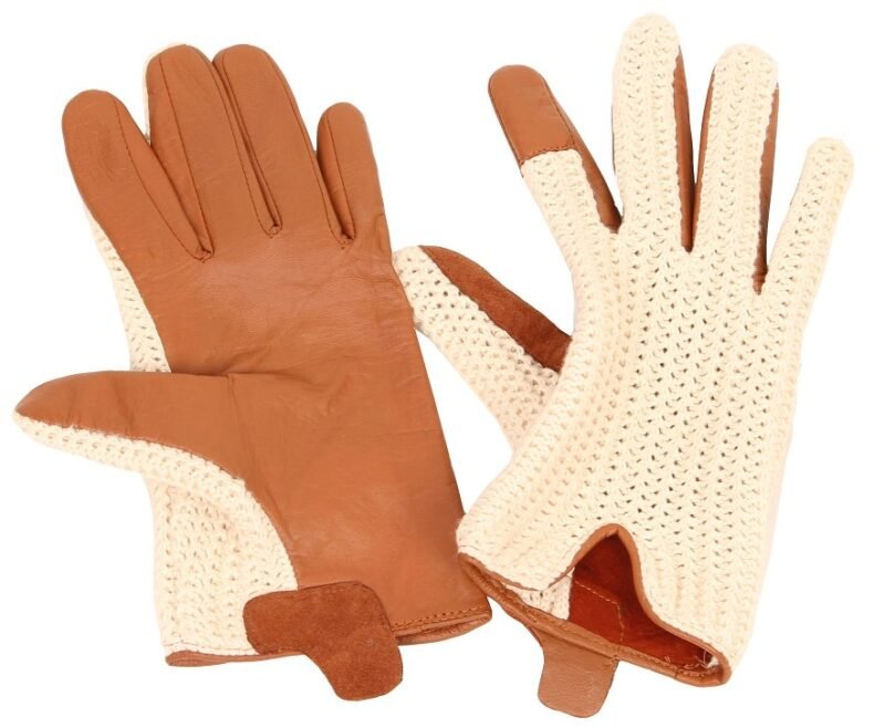 Suixtil Men's Cognac Grand Prix Race Leather & Stringback Cotton Driving Gloves