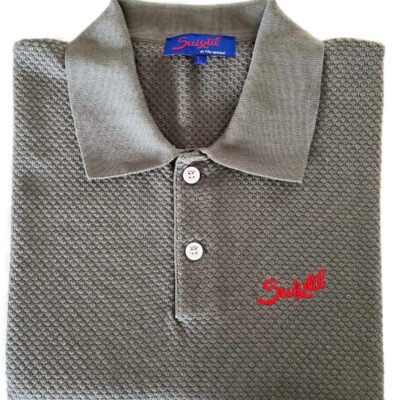 Suixtil 100% Pima cotton Nassau short sleeve polo, graphite grey
