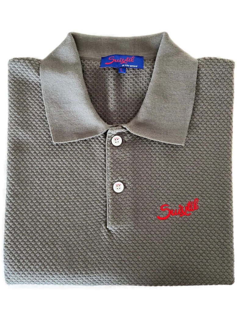 Suixtil 100% Pima cotton Nassau short sleeve polo, graphite grey