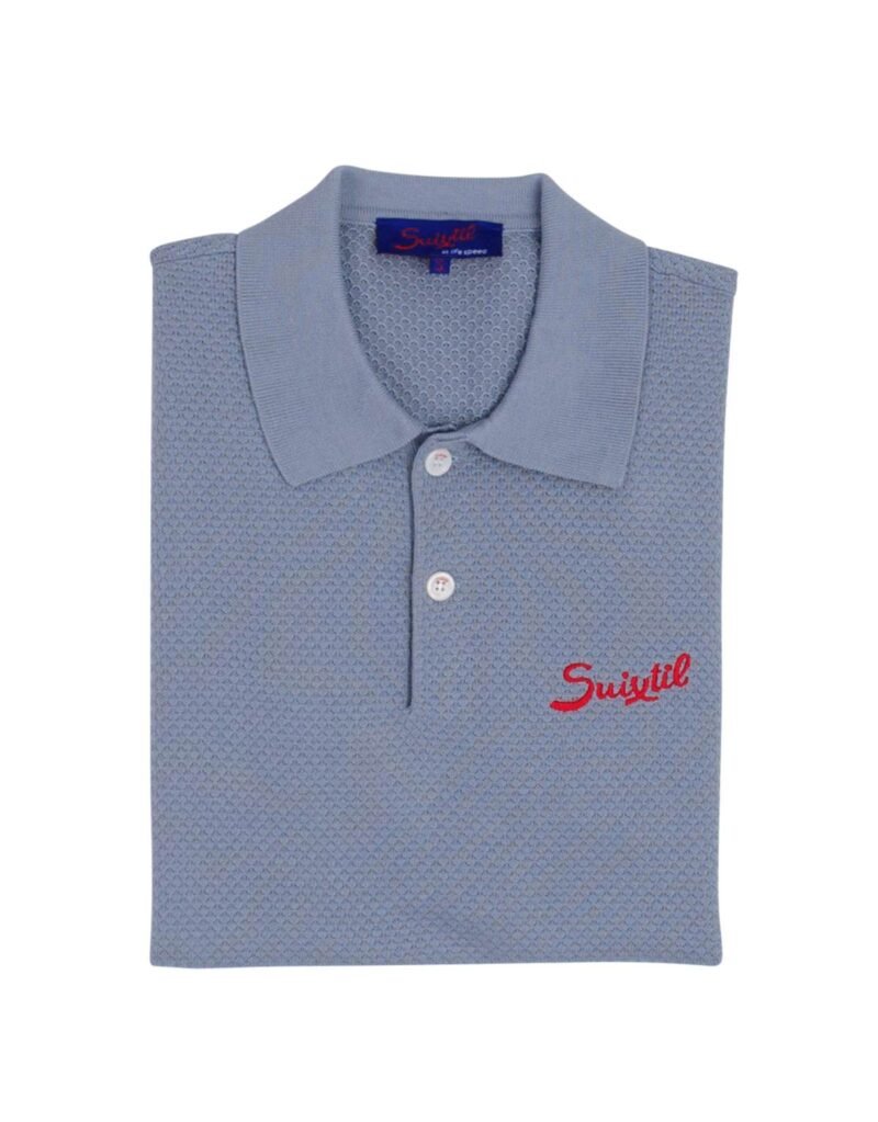 Suixtil 100% Pima cotton Nassau short sleeve polo, light blue