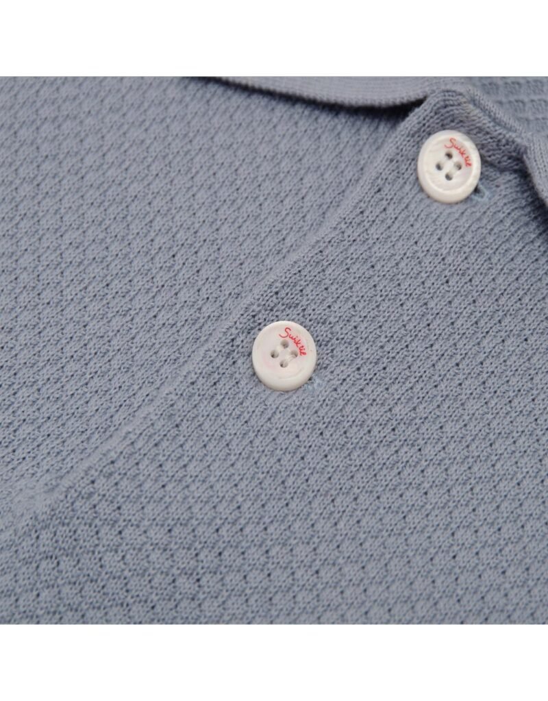 Suixtil 100% Pima cotton Nassau short sleeve polo, light blue