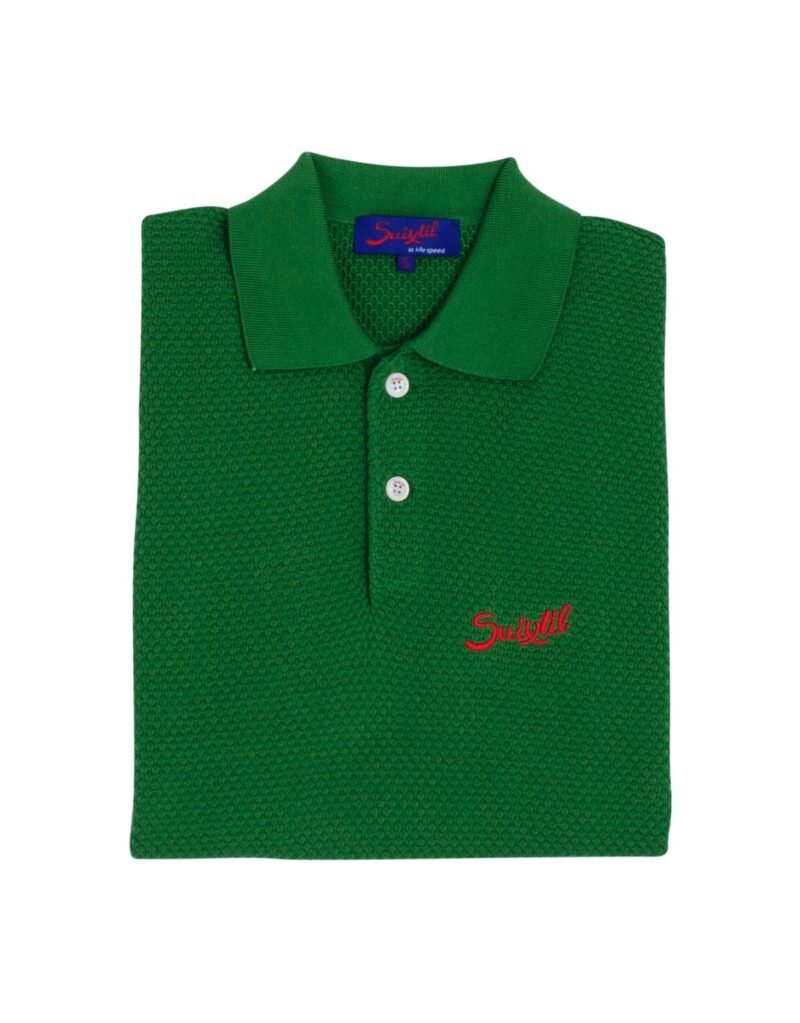 Suixtil 100% Pima cotton Nassau short sleeve polo, pasture green