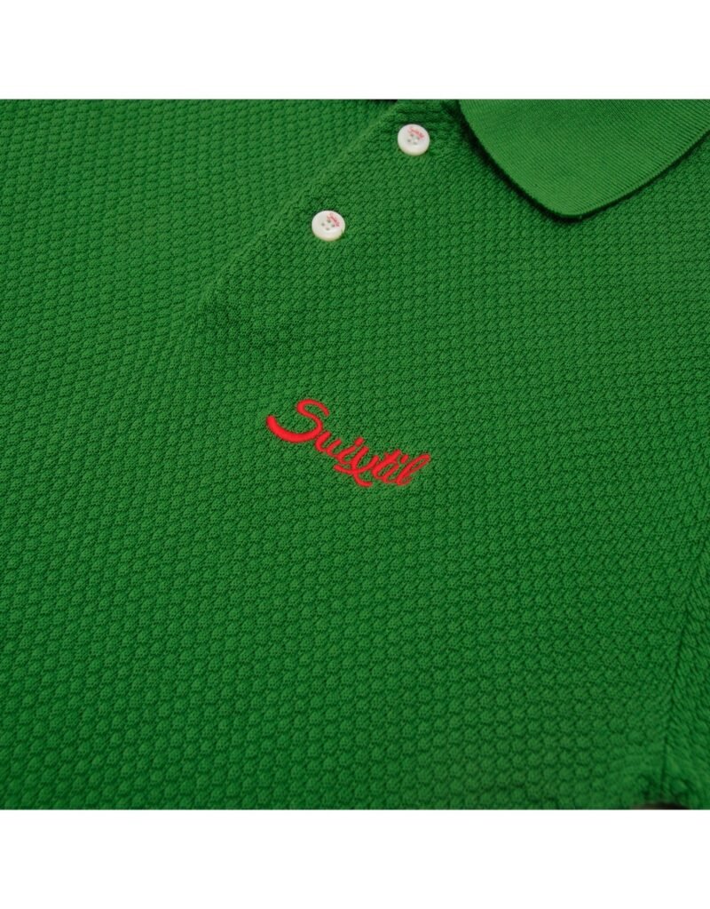 Suixtil 100% Pima cotton Nassau short sleeve polo, pasture green