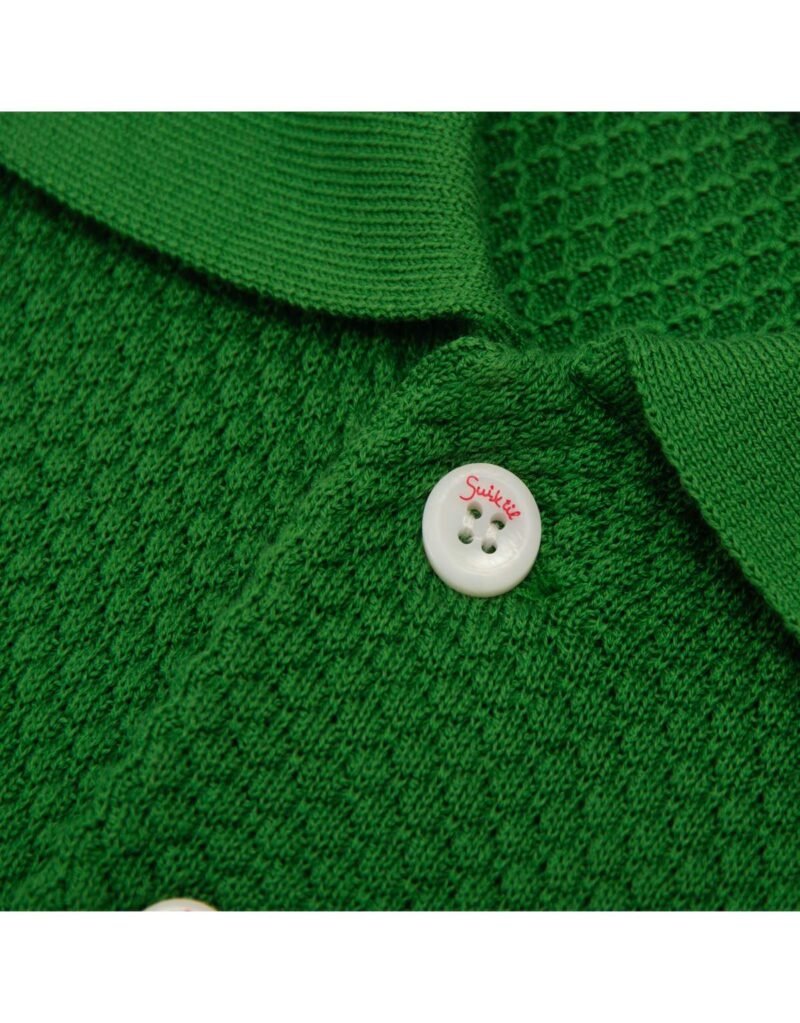 Suixtil 100% Pima cotton Nassau short sleeve polo, pasture green