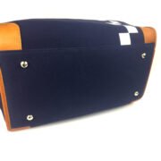 The Track Helmet Bag - cotton canvass & full-grain leather - Navy 3