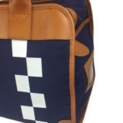 The Track Helmet Bag - cotton canvass & full-grain leather - Navy 5