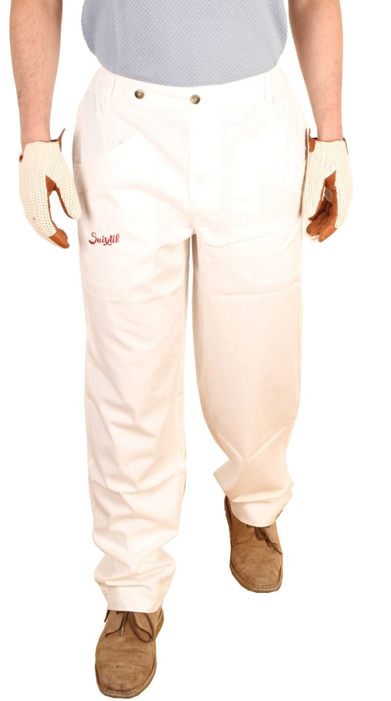 Suixtil Men's 100% Fine Cotton Twill Modena Race Pant, German white