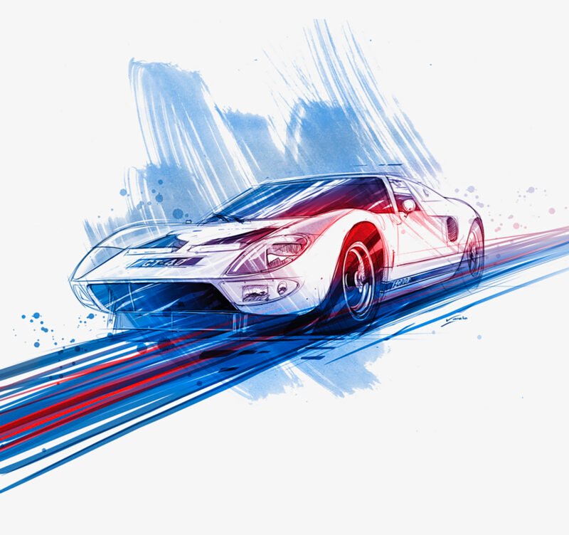 Exclusive Rafael Varela poster, 60 years Ford GT40,  Le Mans 1964